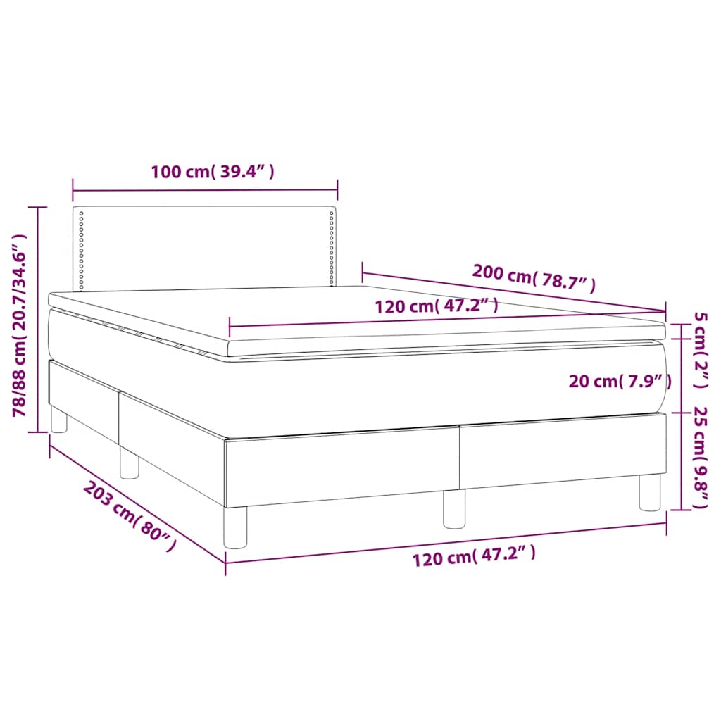 Letto a Molle con Materasso e LED Verde Scuro 120x200cm Velluto | homemem39
