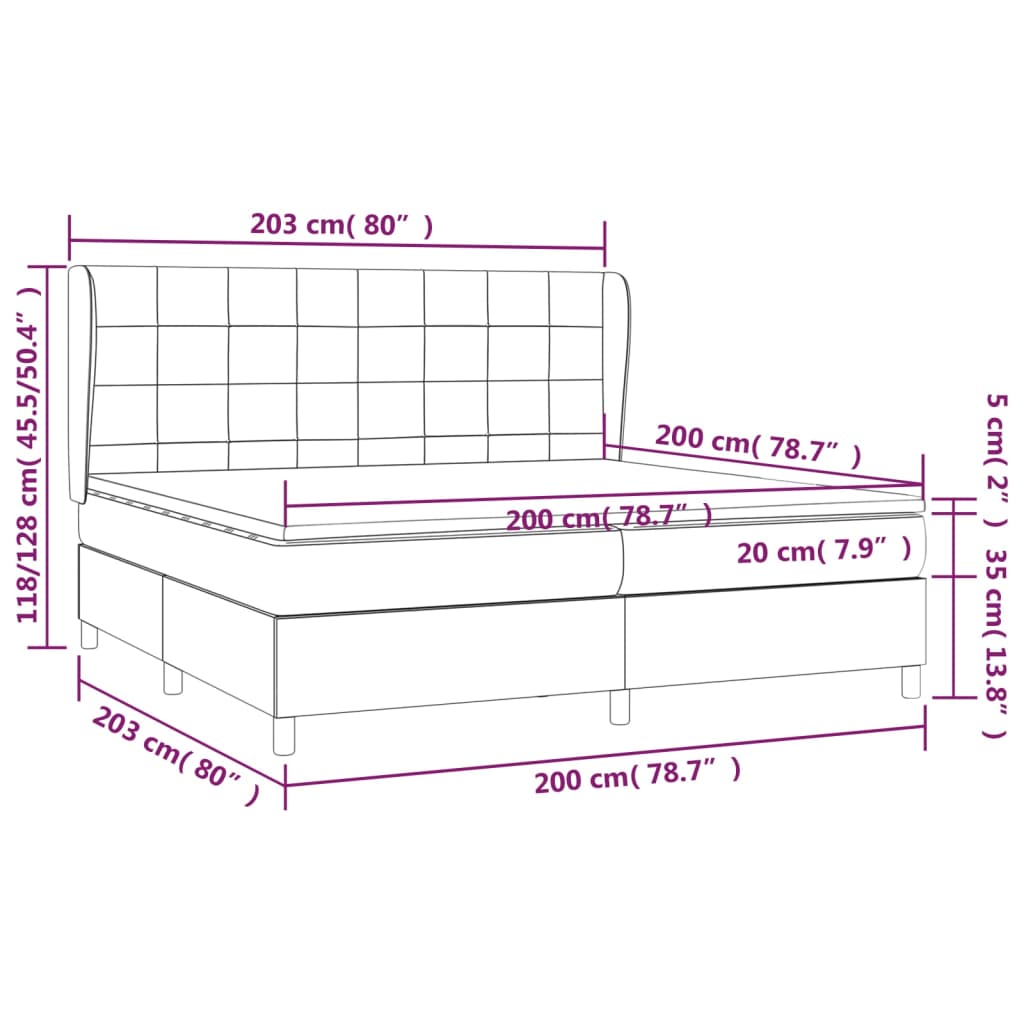 Giroletto a Molle con Materasso Blu 200x200 cm in Tessuto | homemem39