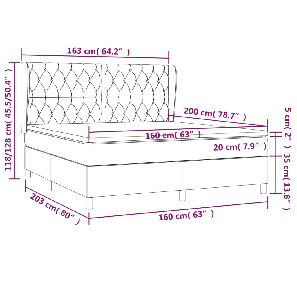 Giroletto a Molle con Materasso Grigio Chiaro160x200 cm Tessuto | homemem39