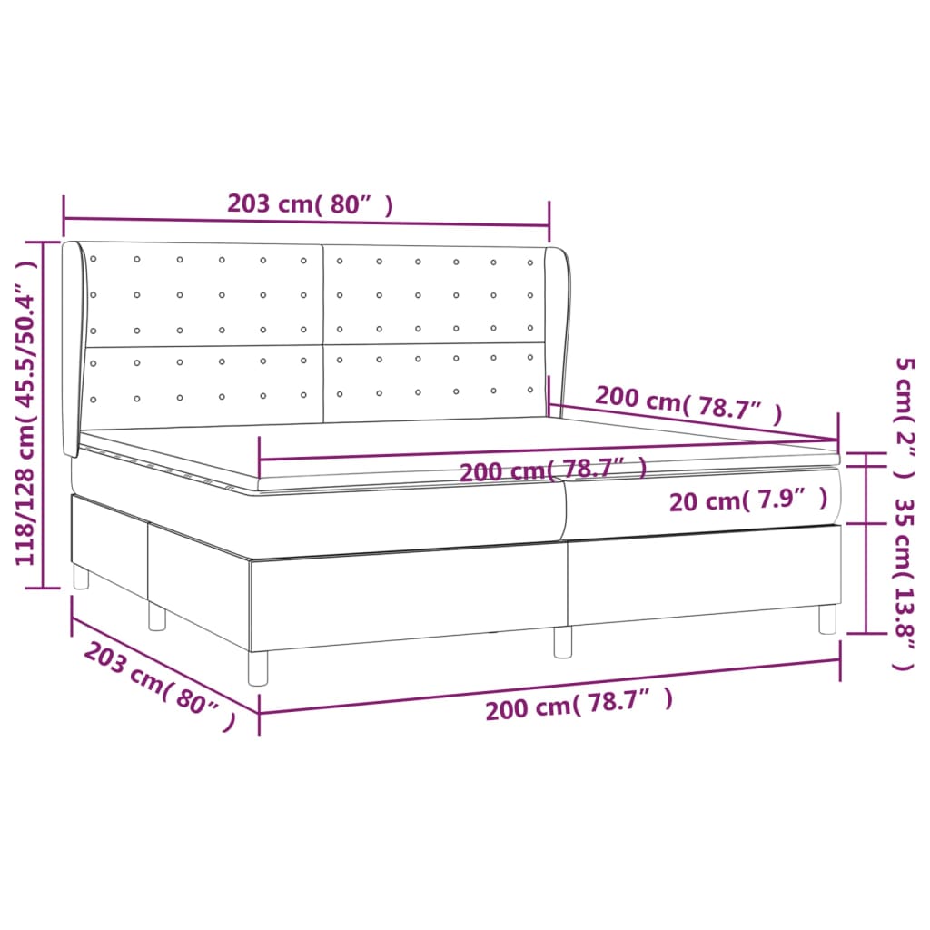 Giroletto a Molle con Materasso Marrone Scuro 200x200cm Tessuto | homemem39