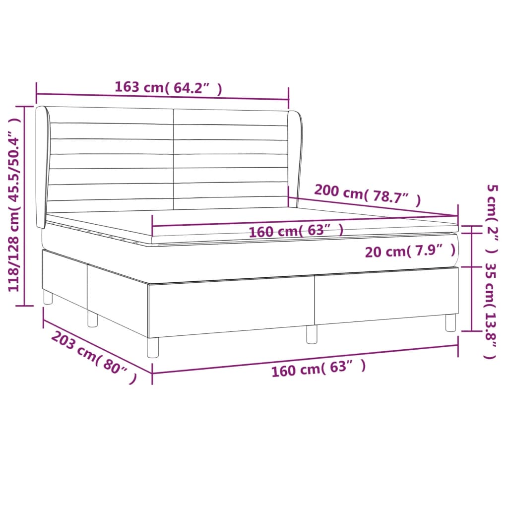 Giroletto a Molle con Materasso Marrone Scuro 160x200cm Tessuto | homemem39