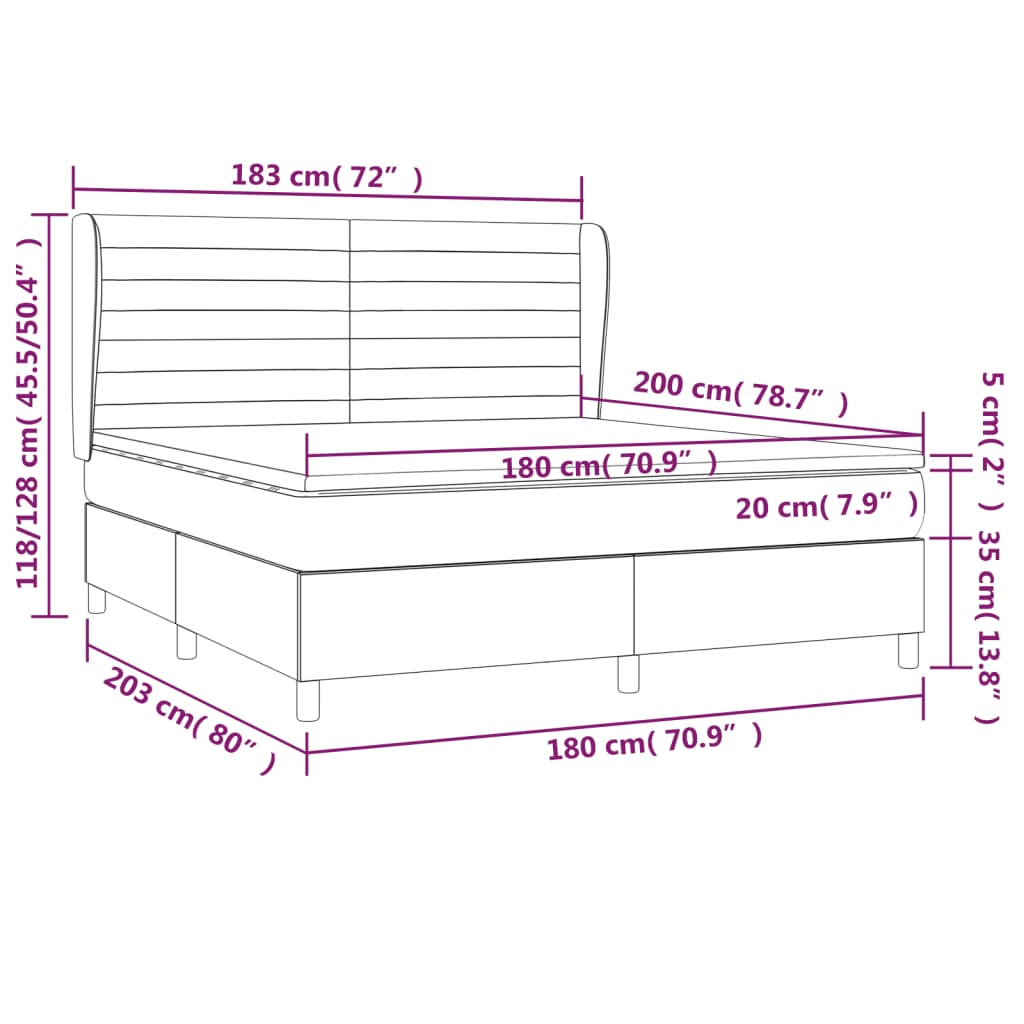Giroletto a Molle con Materasso Tortora 180x200 cm in Tessuto | homemem39