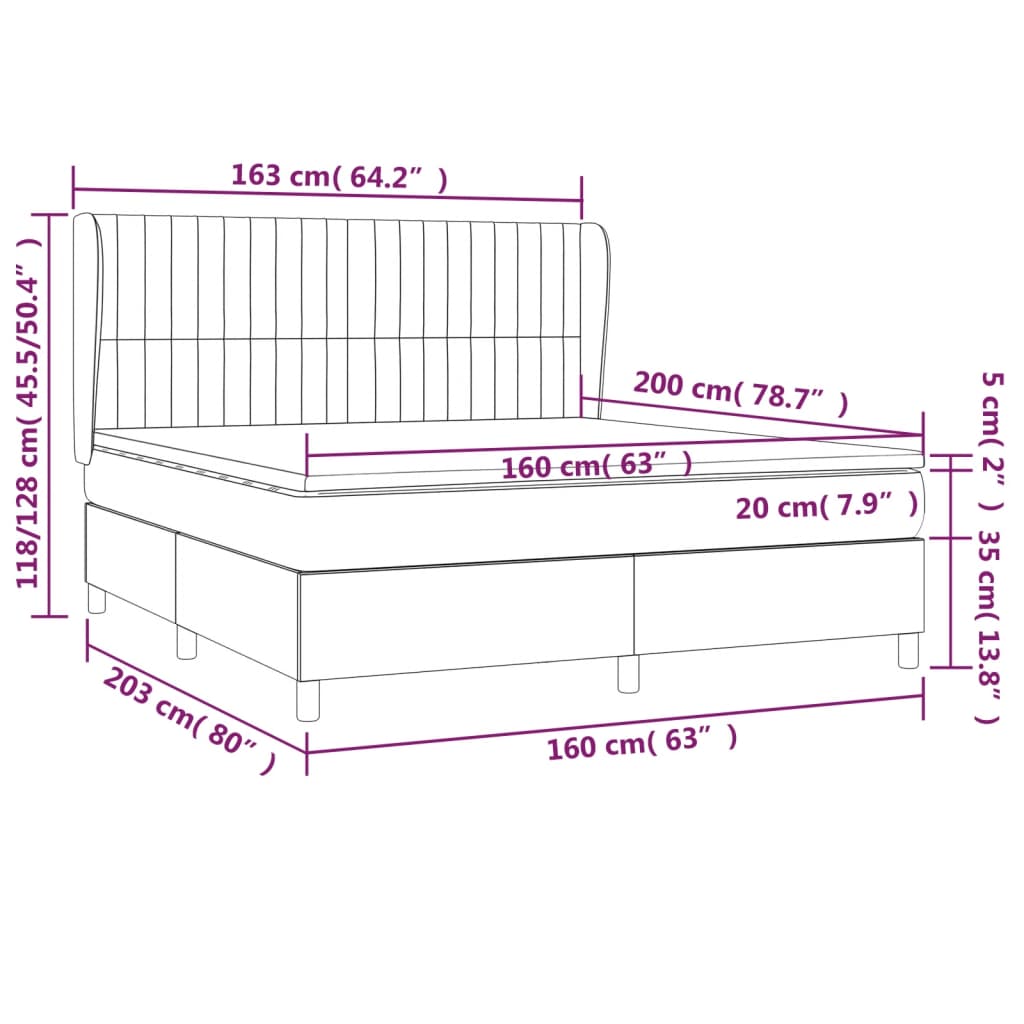 Giroletto a Molle con Materasso Tortora 160x200 cm in Tessuto