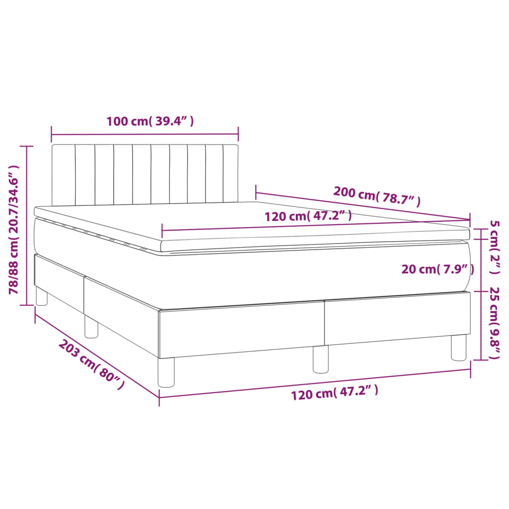 Giroletto a Molle con Materasso Blu 120x200 cm in Tessuto | homemem39