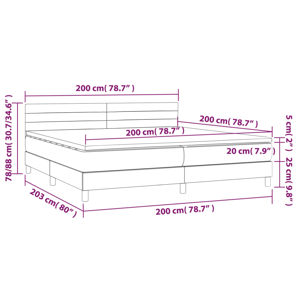 Giroletto a Molle con Materasso Grigio Chiaro 200x200cm Tessuto | homemem39