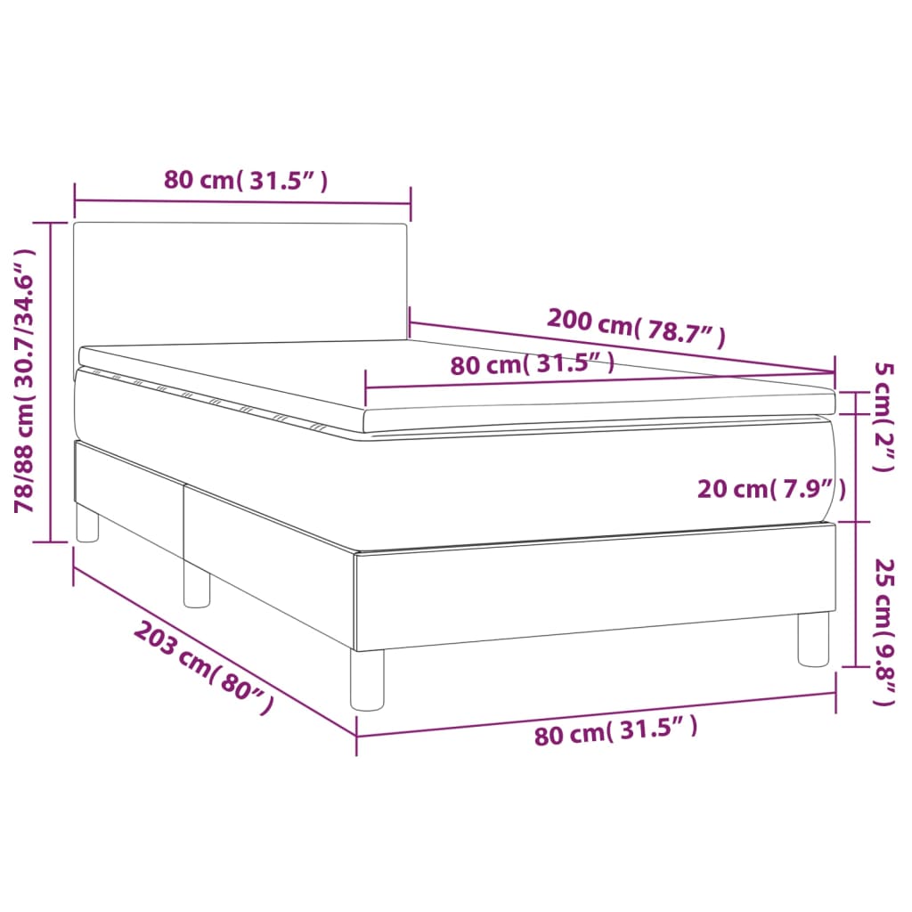 Giroletto a Molle con Materasso Grgio 80x200 cm in Similpelle