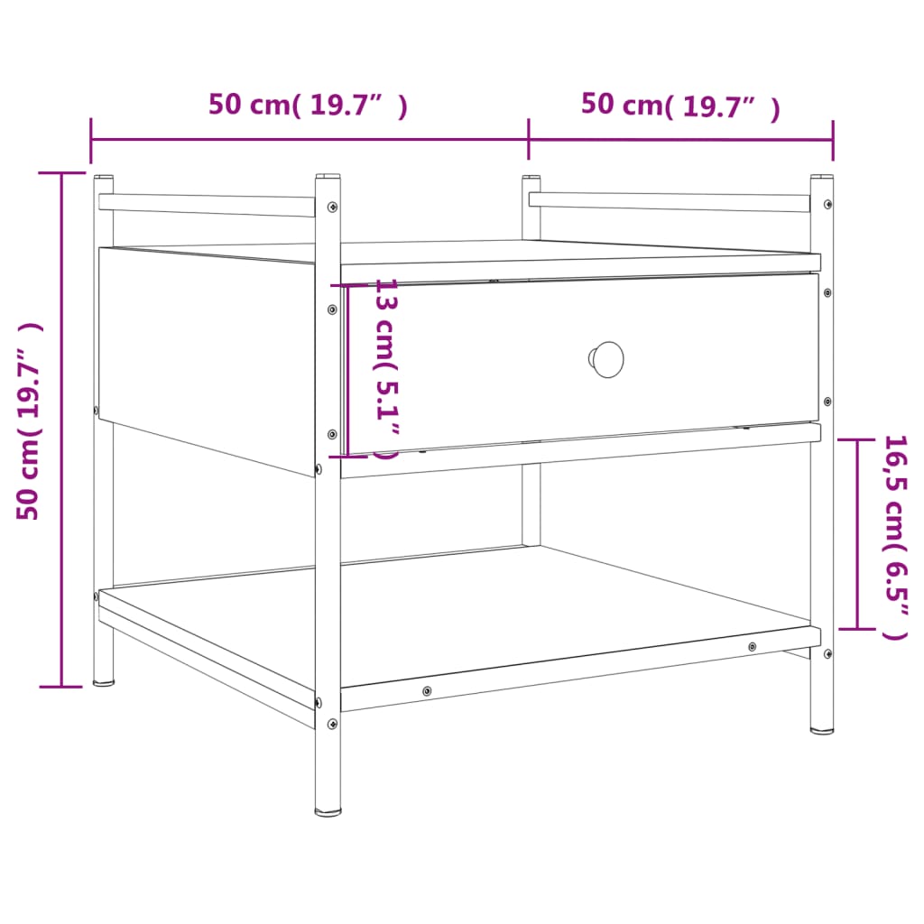 Tavolino da Salotto Rovere Marrone 50x50x50cm Legno Multistrato | homemem39