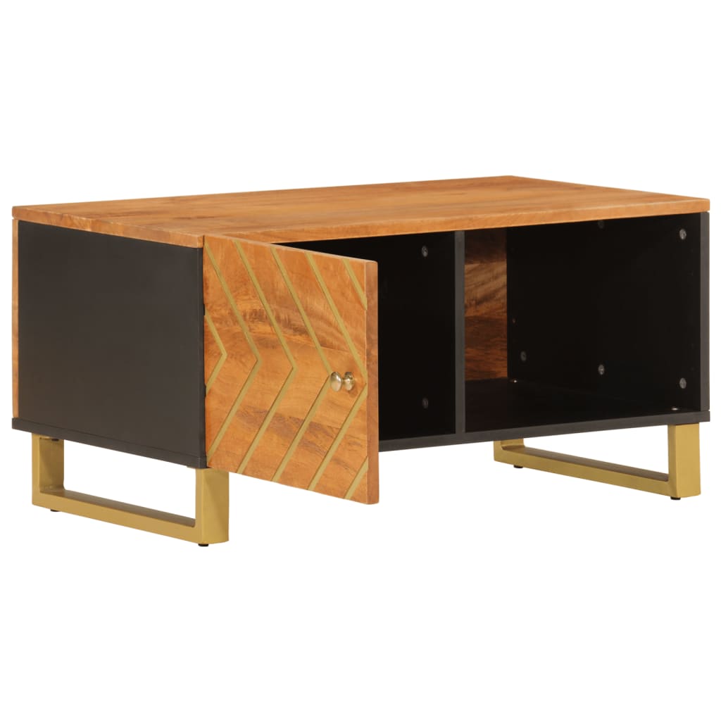 Tavolino da Salotto Marrone e Nero 80x50x40 cm Legno di Mango | homemem39