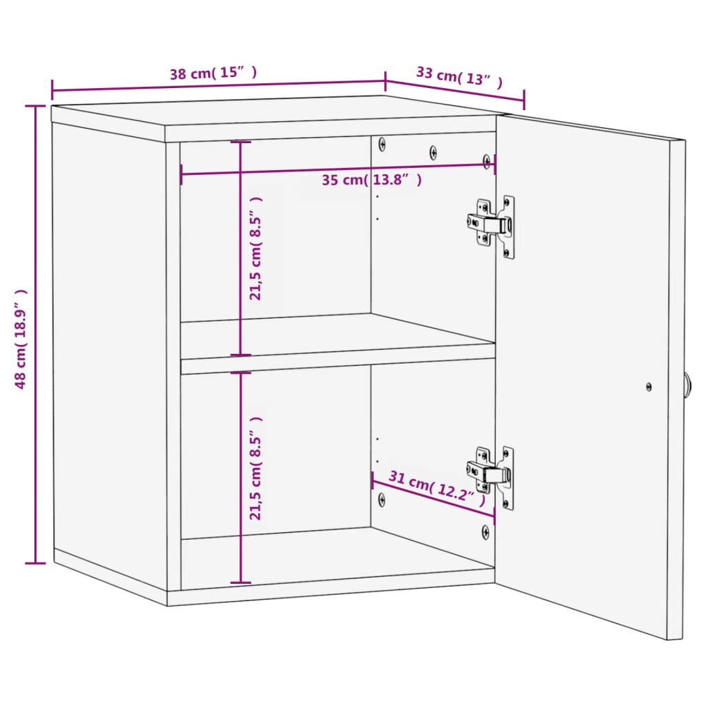Mobile da Bagno a Parete Nero 38x33x48 cm Legno Massello Mango | homemem39
