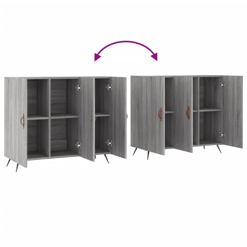 Credenza Grigio Sonoma 90x34x80 cm in Legno Multistrato