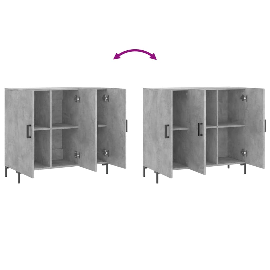 Credenza Grigio Cemento 90x34x80 cm in Legno Multistrato
