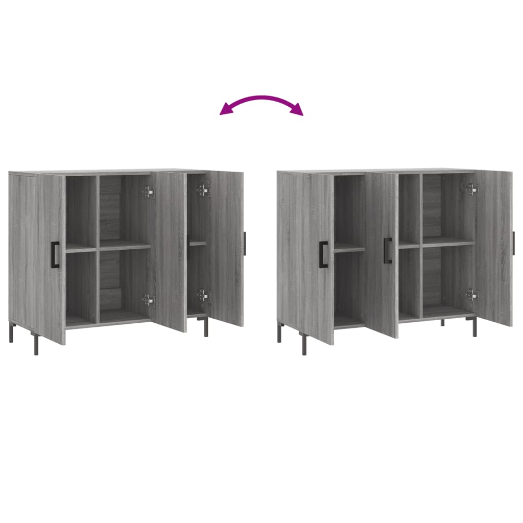 Credenza Grigio Sonoma 90x34x80 cm in Legno Multistrato