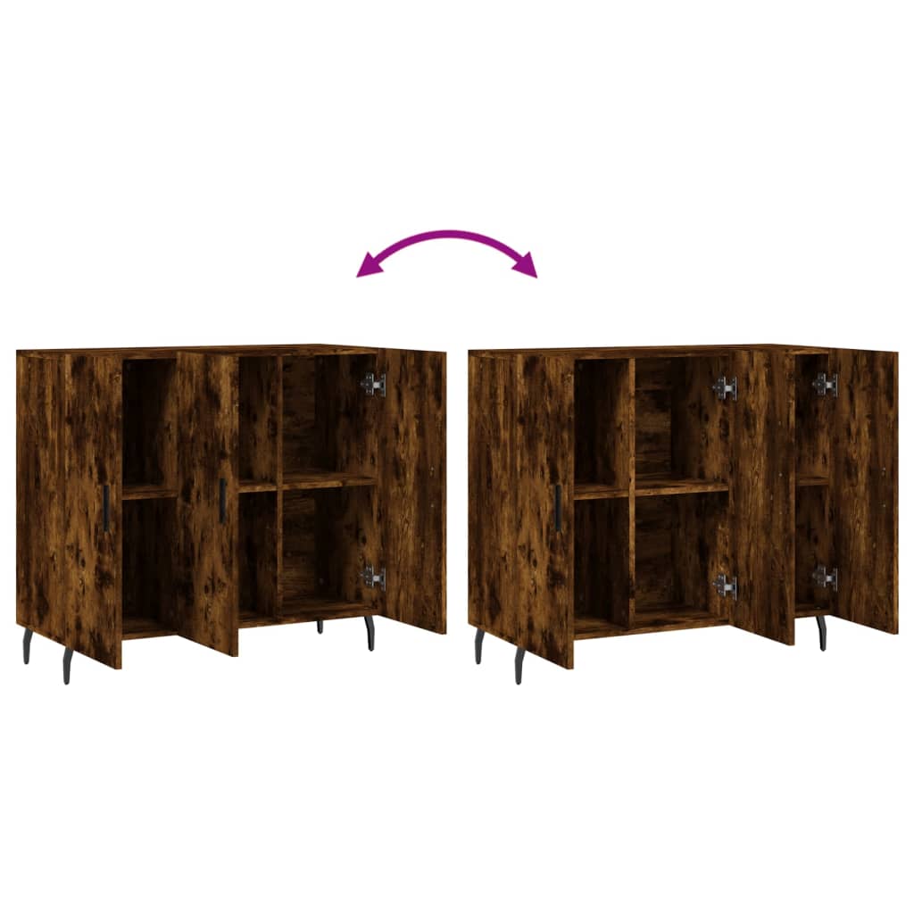 Credenza Rovere Fumo 90x34x80 cm in Legno Multistrato