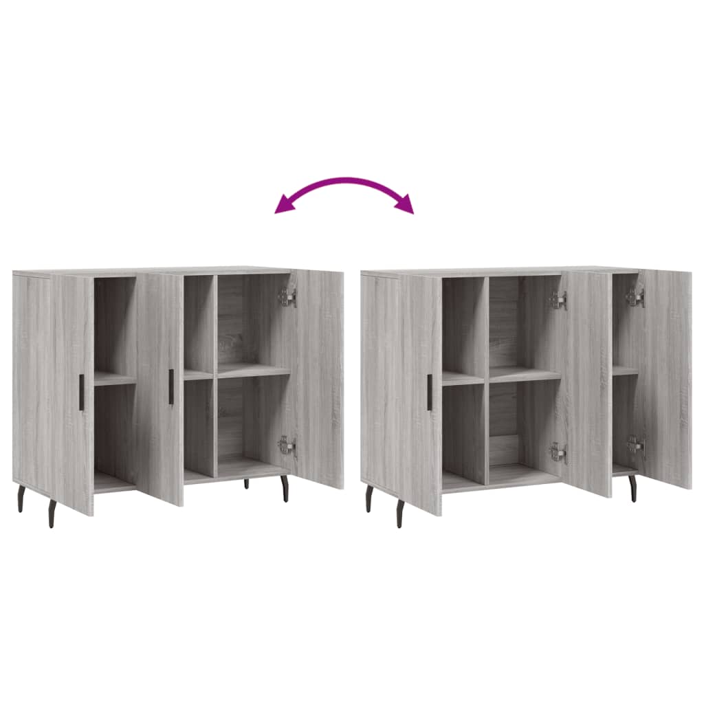 Credenza Grigio Sonoma 90x34x80 cm in Legno Multistrato