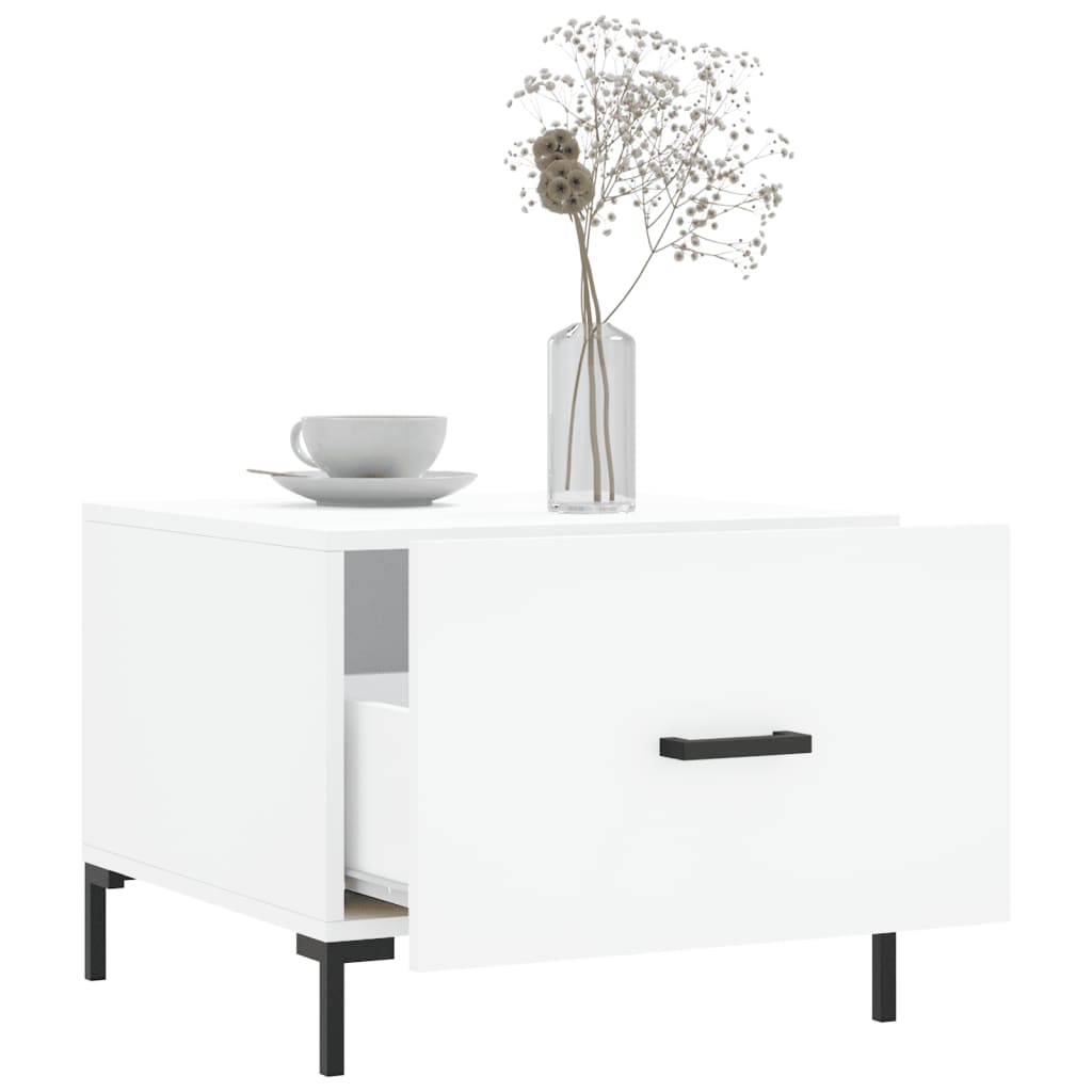 Tavolini da Salotto 2 pz Bianchi 50x50x40 cm Legno Multistrato