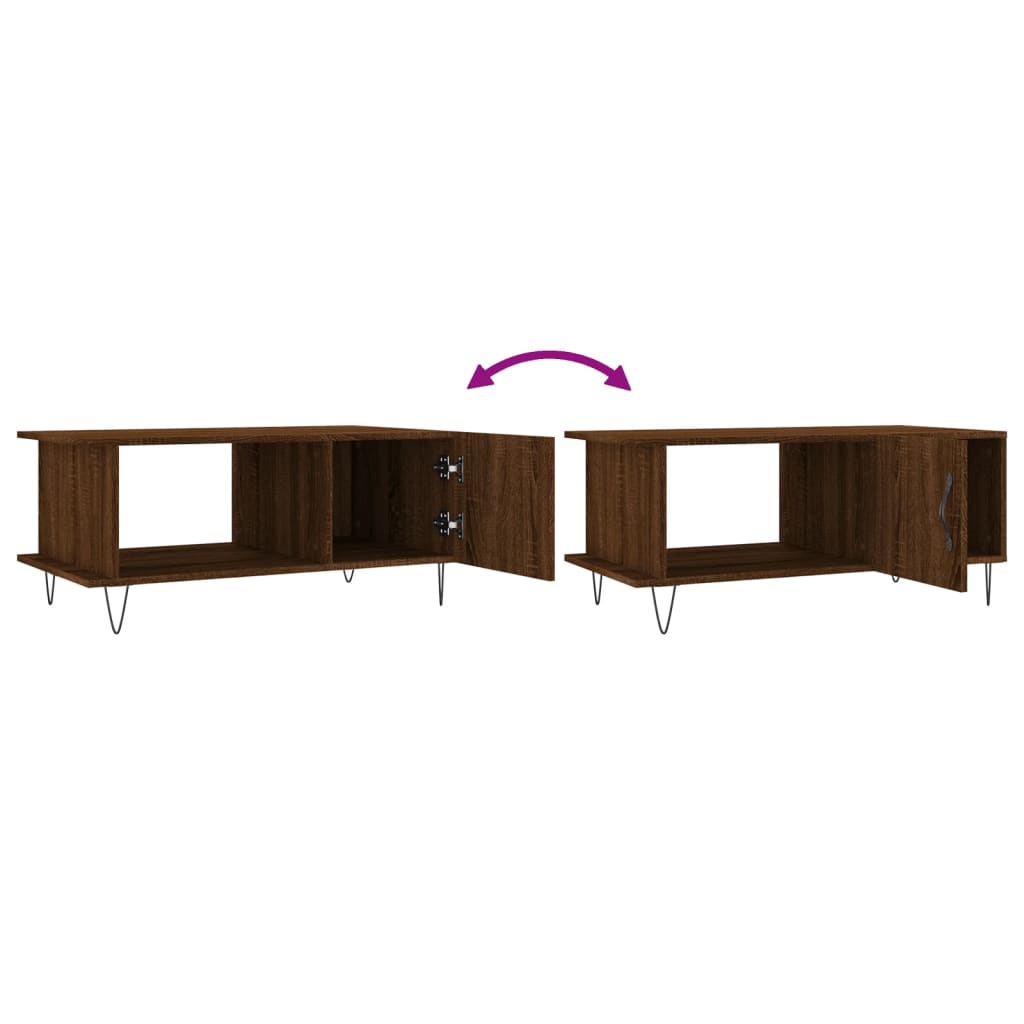 Tavolino da Salotto Rovere Marrone 90x50x40cm Legno Multistrato