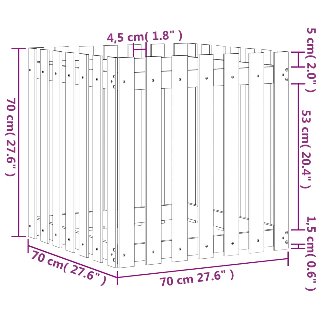Fioriera Giardino Design Recinzione 70x70x70cm Massello Douglas | homemem39