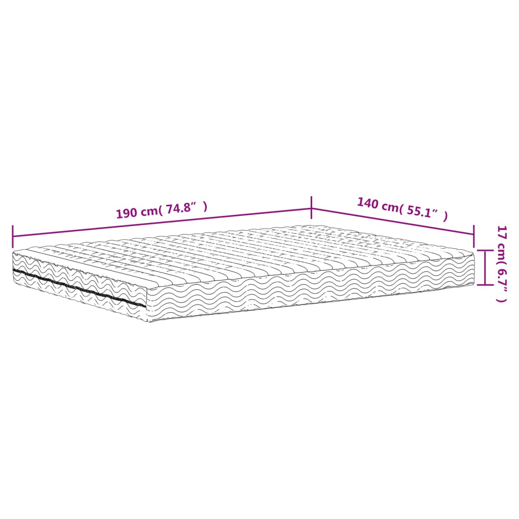 Materasso in Schiuma Bianco 140x190 cm Durezza H2 H3