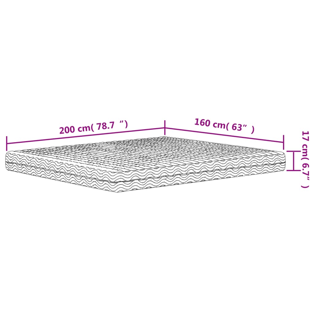 Materasso in Schiuma Bianco 160x200 cm Durezza H2 H3