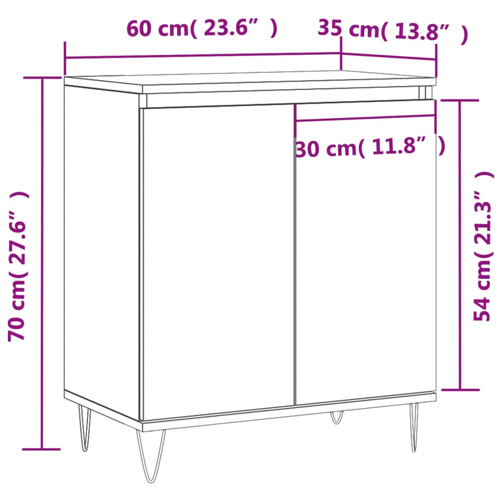 Credenza Bianca 60x35x70 cm in Legno Multistrato | homemem39