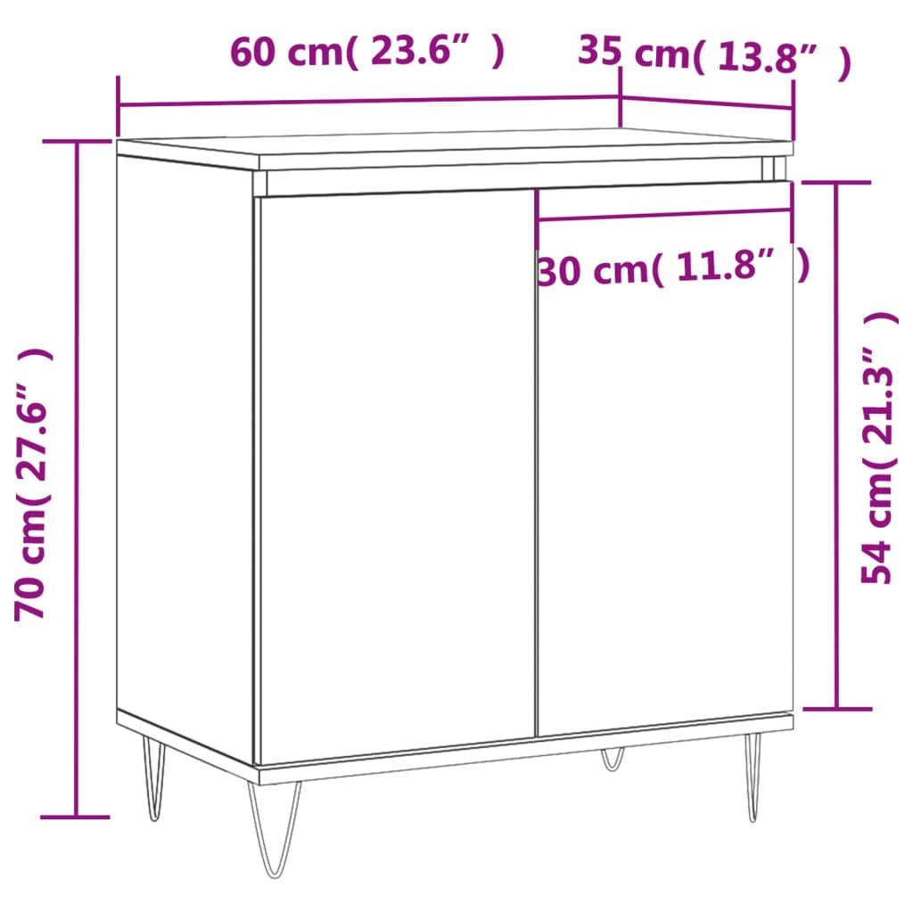 Credenza Rovere Fumo 60x35x70 cm in Legno Multistrato | homemem39