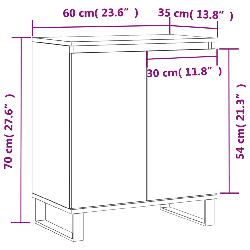 Credenza Rovere Fumo 60x35x70 cm in Legno Multistrato | homemem39