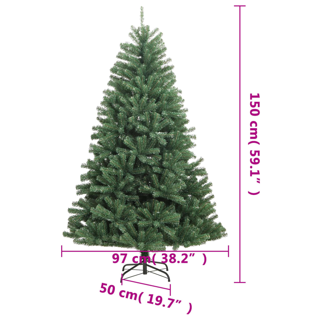 Albero di Natale Artificiale Incernierato con Base Verde 150 cm