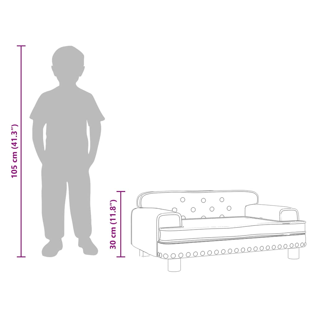 Divano per Bambini Grigio Chiaro 70x45x30 cm in Velluto - homemem39