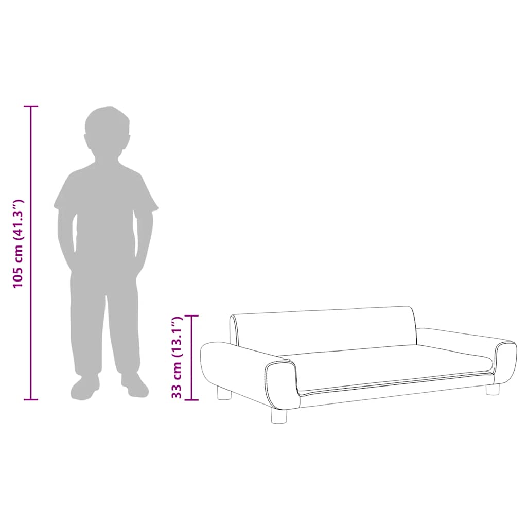 Divano per Bambini Grigio Chiaro 100x54x33 cm in Velluto | homemem39