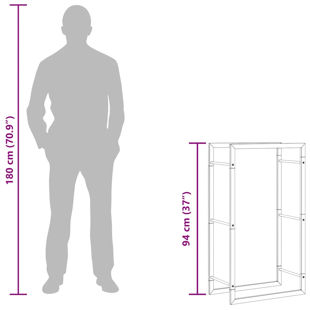 Portalegna 50x28x94 cm in Acciaio Inossidabile