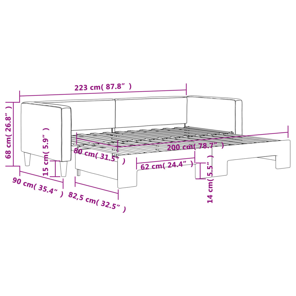 Divano Letto con Letto Estraibile Nero 80x200 Tessuto | homemem39