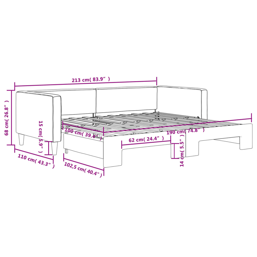 Divano Letto con Letto Estraibile Grigio Chiaro 100x190 Tessuto