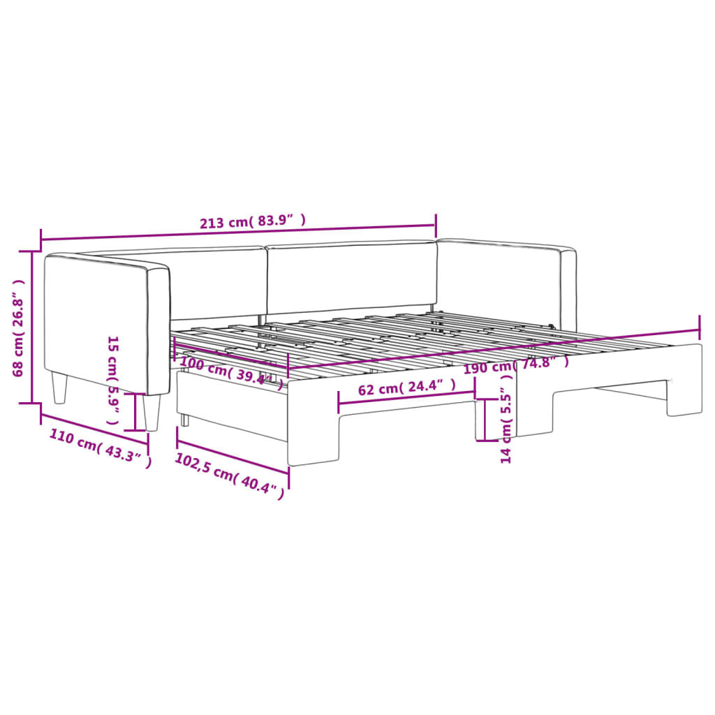 Divano Letto Letto Estraibile Grigio Scuro 100x190 cm Tessuto | homemem39