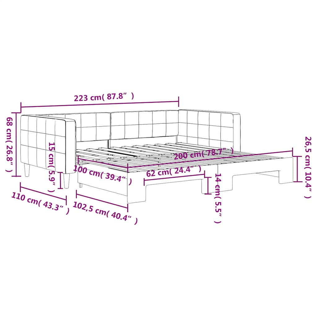 Divano Letto con Letto Estraibile Verde Scuro 100x200cm Velluto | homemem39
