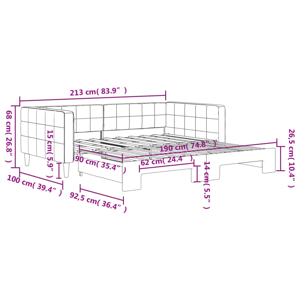 Divano Letto con Letto Estraibile Nero 90x190 cm in Velluto | homemem39