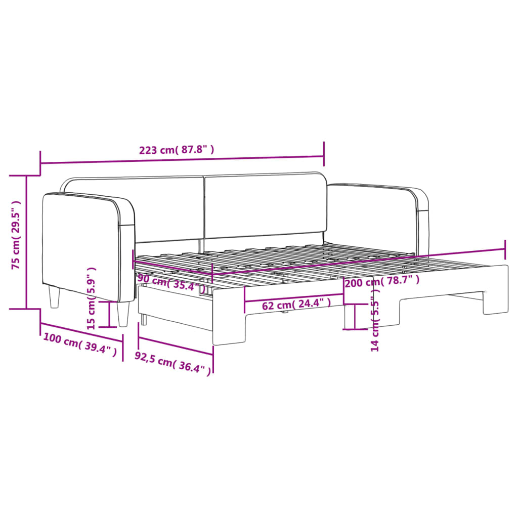 Divano Letto con Letto Estraibile Tortora 90x200 cm in Tessuto | homemem39