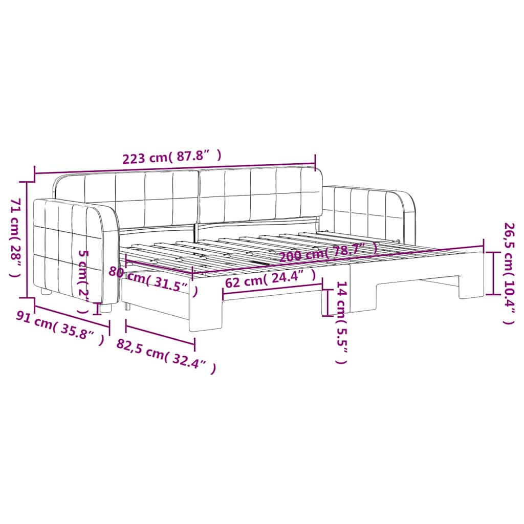 Divano Letto con Letto Estraibile Verde Scuro 80x200cm Velluto