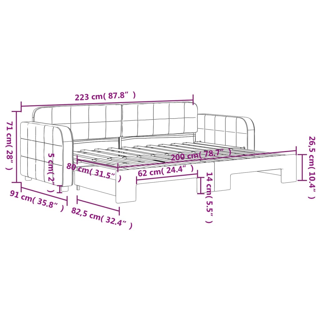 Divano Letto con Letto Estraibile Rosa 80x200 cm in Velluto | homemem39