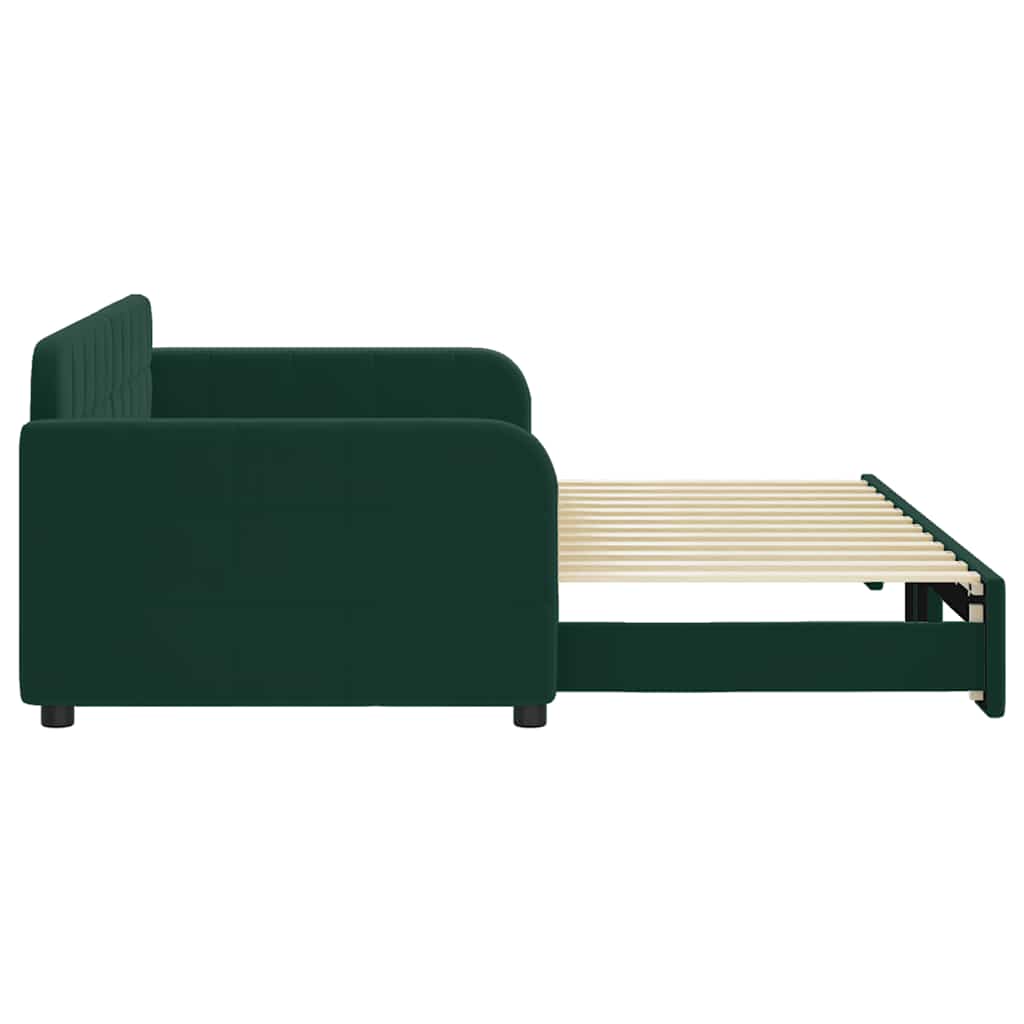 Divano Letto con Letto Estraibile Verde Scuro 90x200cm Velluto