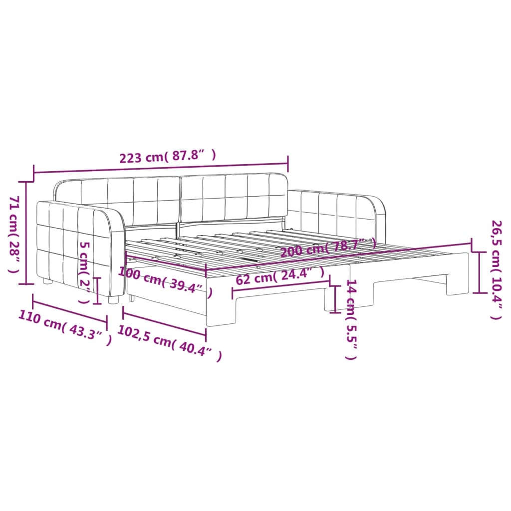 Divano Letto con Letto Estraibile Rosa 100x200 cm in Velluto | homemem39