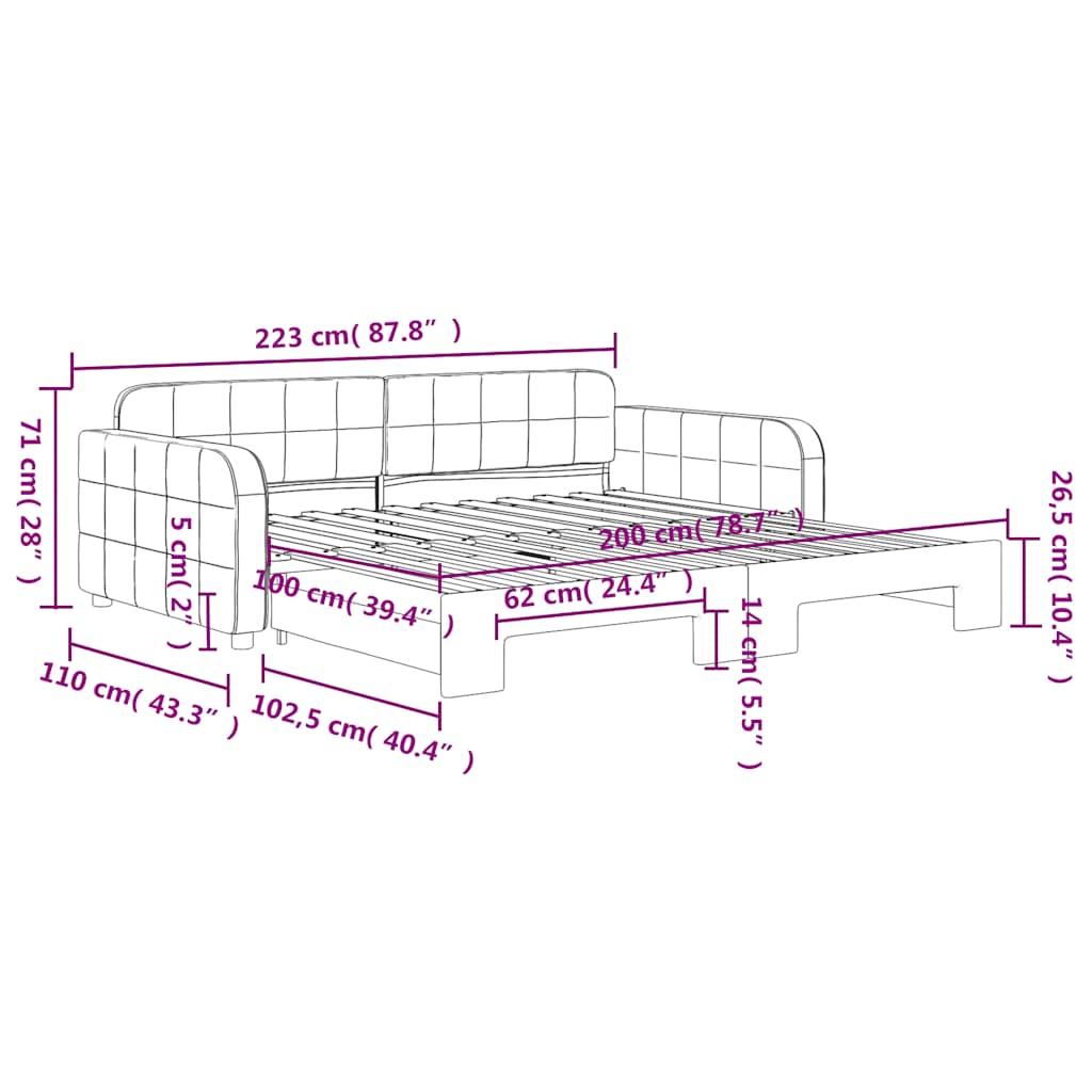 Divano Letto con Letto Estraibile Giallo 100x200 cm in Velluto