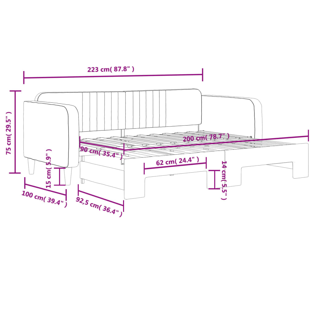 Divano Letto con Letto Estraibile Rosa 90x200 cm in Velluto | homemem39