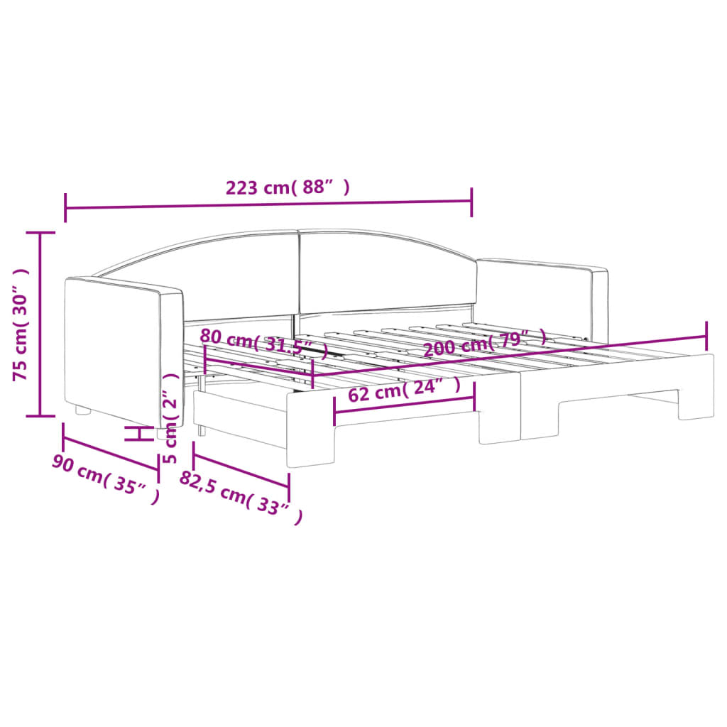 Divano Letto con Letto Estraibile Grigio Chiaro 80x200 Tessuto | homemem39