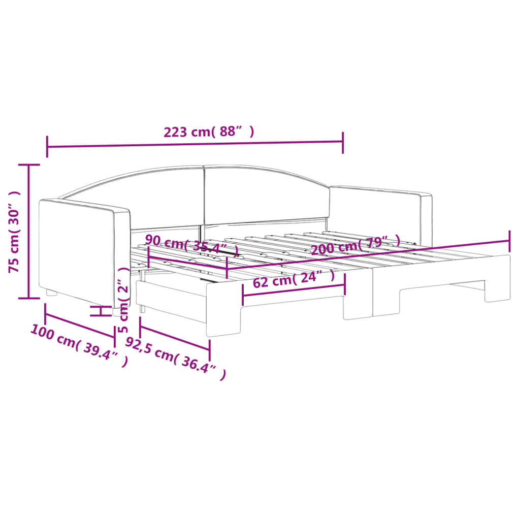 Divano Letto con Letto Estraibile Grigio Scuro 90x200cm Tessuto | homemem39