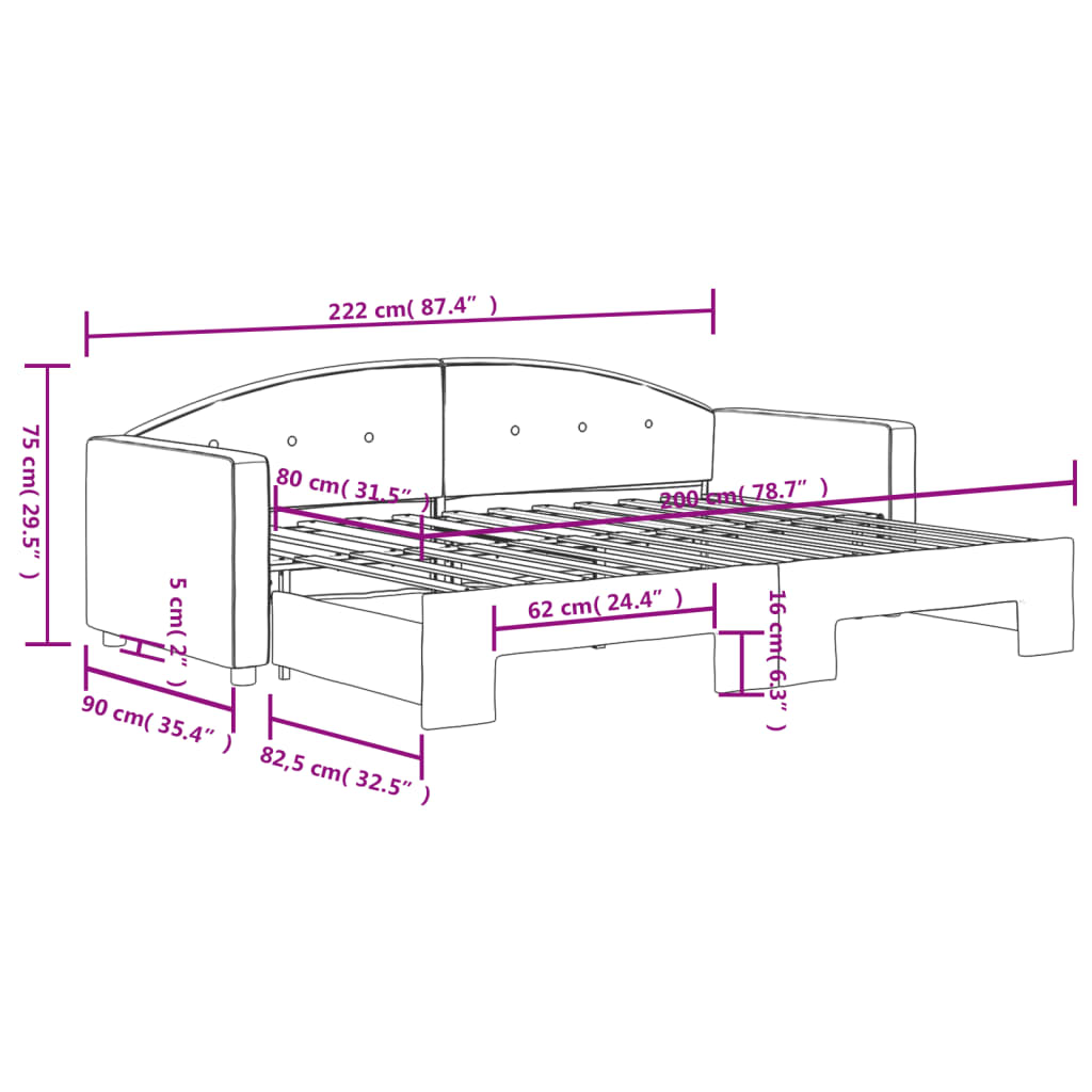 Divano Letto con Letto Estraibile Grigio Scuro 80x200cm Velluto | homemem39