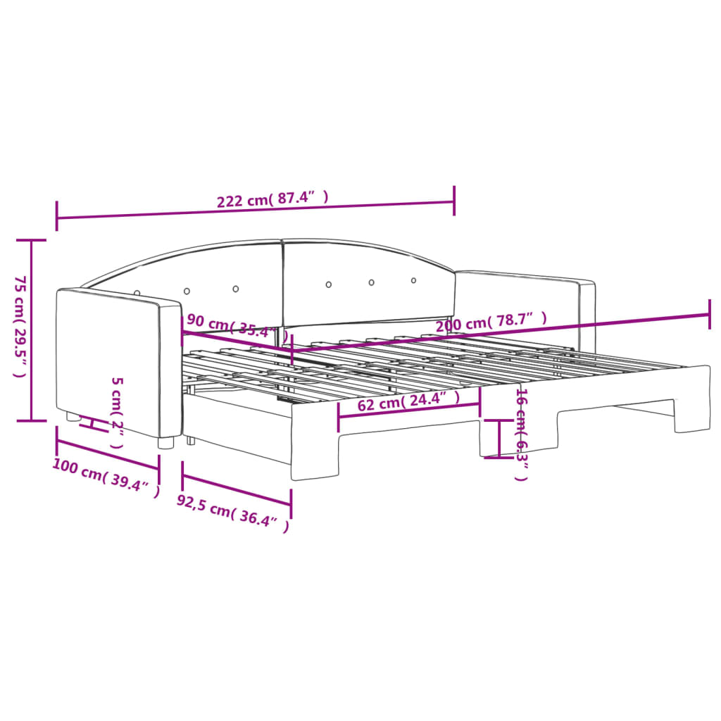 Divano Letto con Letto Estraibile Grigio Scuro 90x200cm Velluto | homemem39