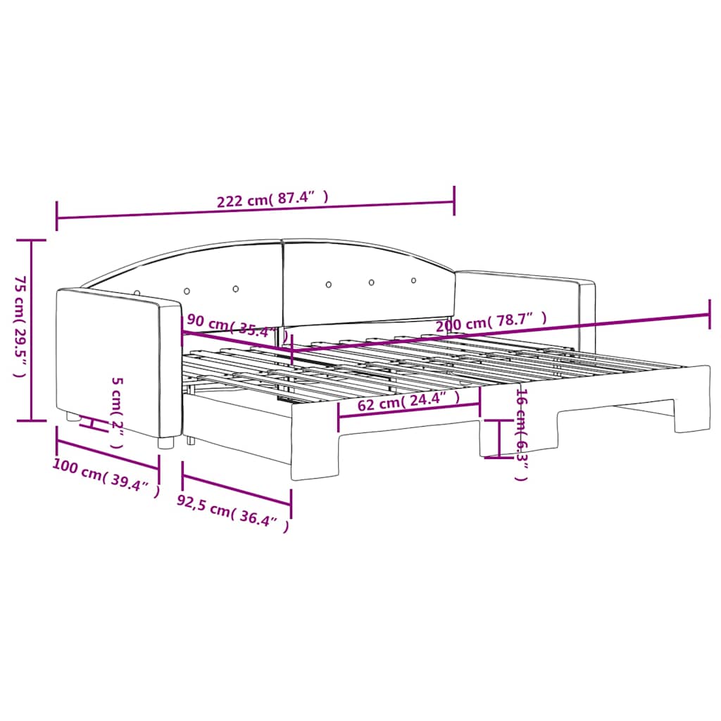 Divano Letto con Letto Estraibile Verde Scuro 90x200cm Velluto