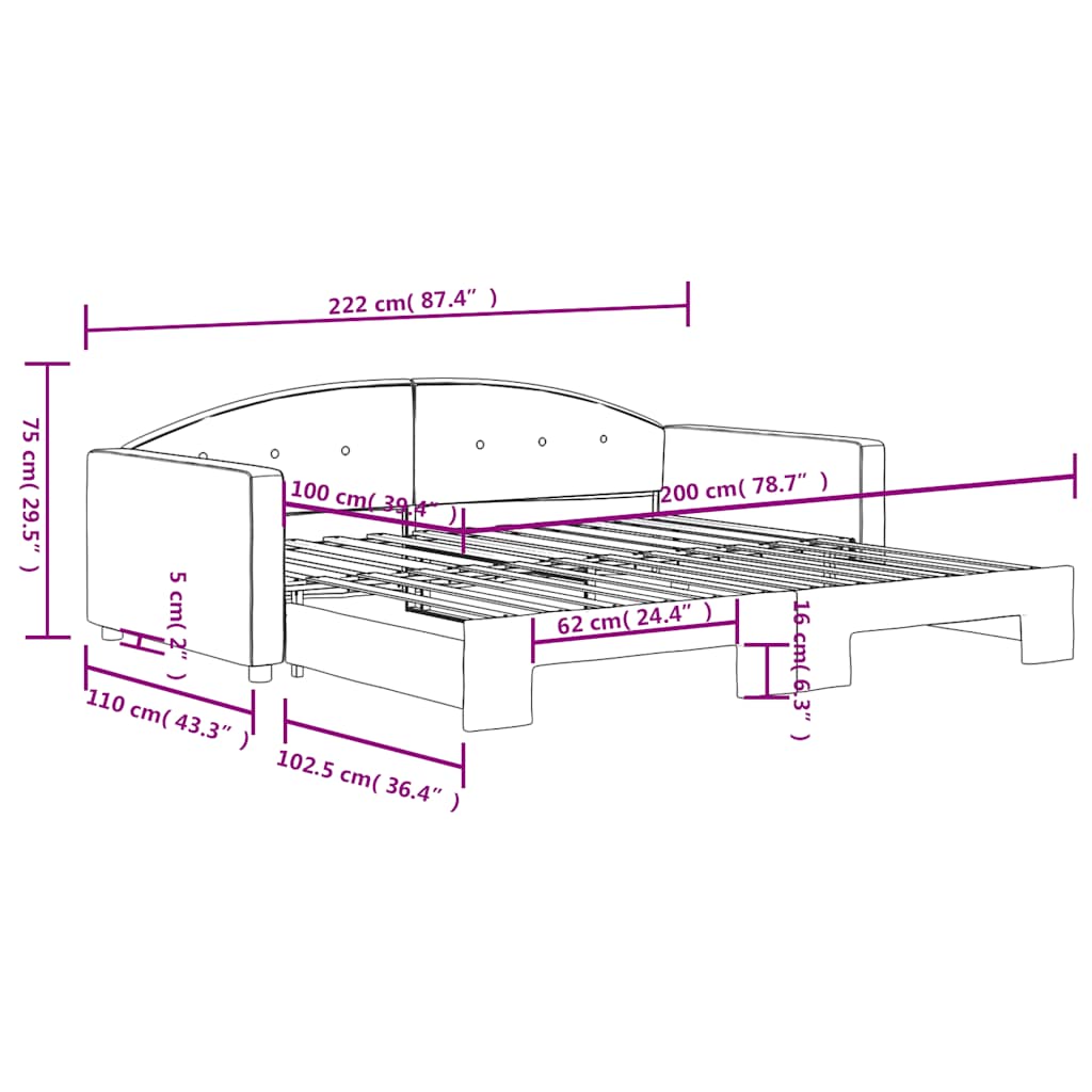 Divano Letto con Letto Estraibile Blu 100x200 cm in Velluto | homemem39