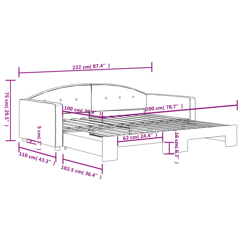 Divano Letto con Letto Estraibile Rosa 100x200 cm in Velluto | homemem39