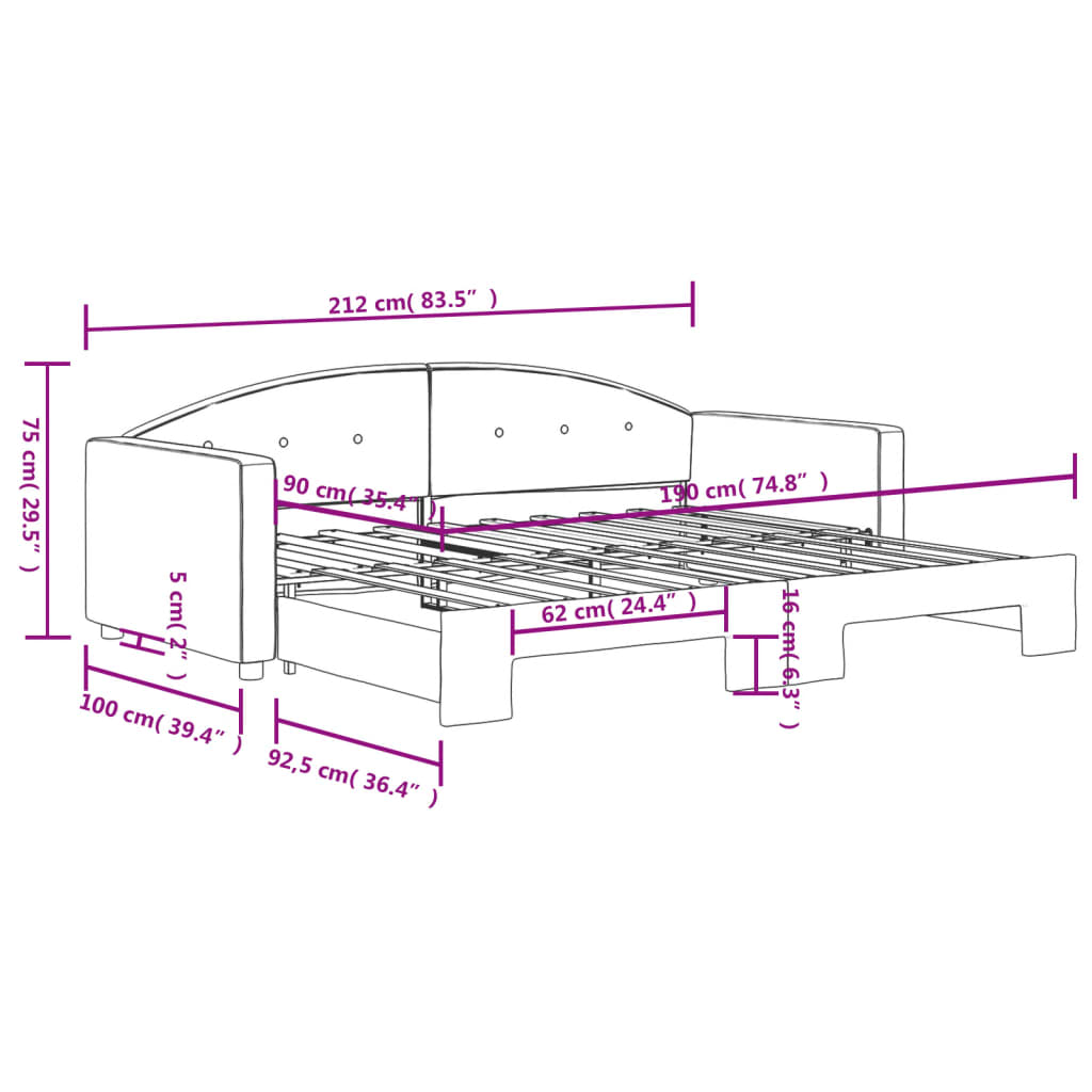 Divano Letto con Letto Estraibile Grigio Scuro 90x190cm Velluto | homemem39